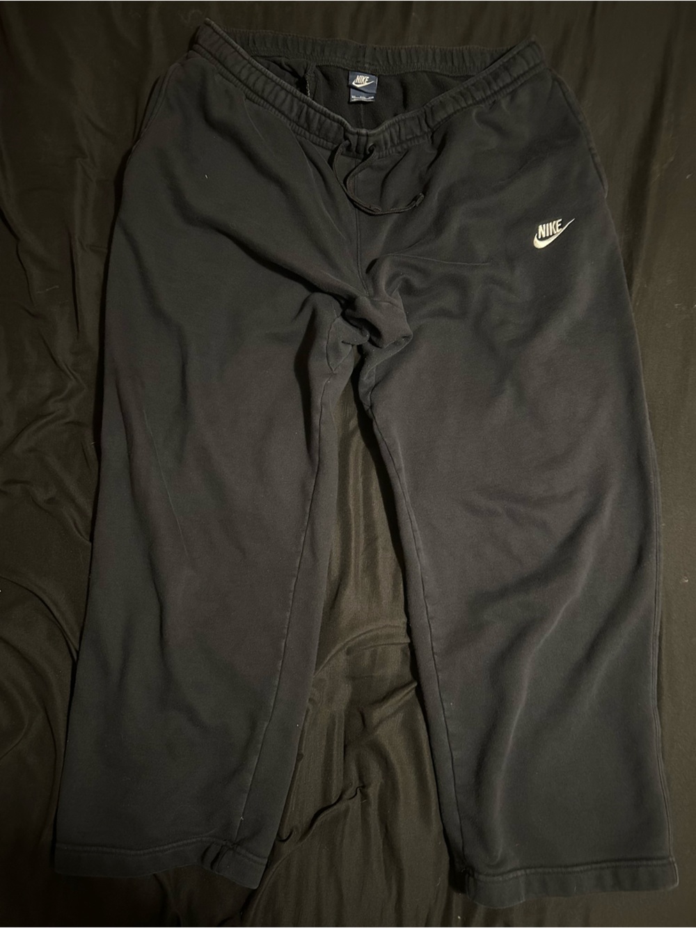 Nike Men's Black Jogger Sweatpants with White Swoosh